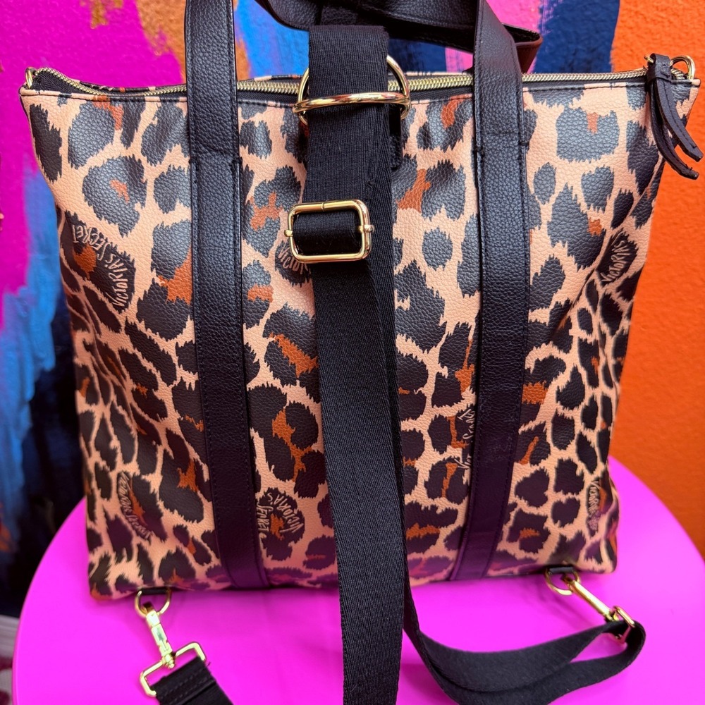 Victoria's Secret Leopard Print Convertible Backpack Tote Bag Studded NWT - Picture 2 of 10